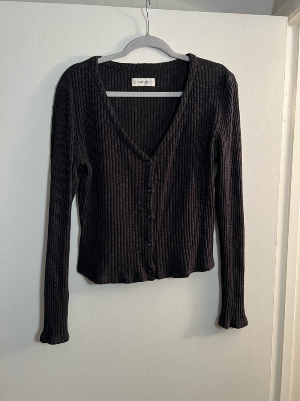 Everlane Black Ribbed Knit Cardigan